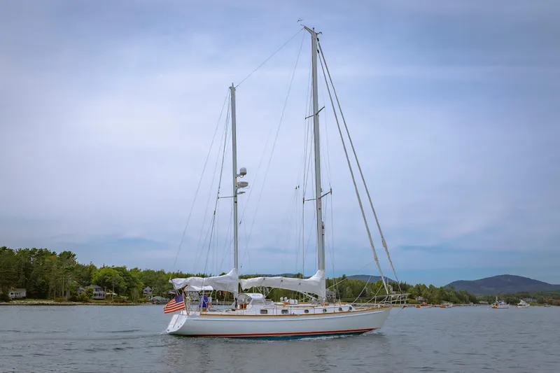 Slide: The Image of Sailing yacht Shannon 47/52, 2001 model, on calm waters with scenic background. - 4