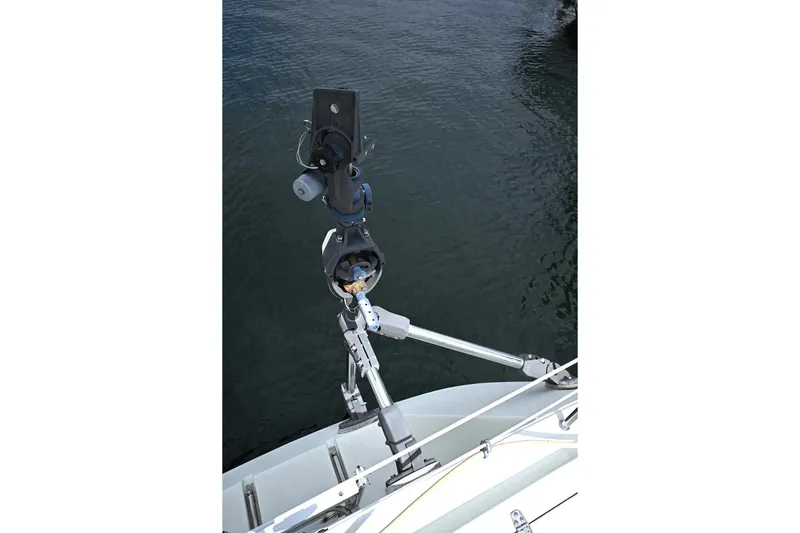 Slide: The Image of Sailing equipment on a 1994 J Boats J/130 yacht, positioned over water. - 24