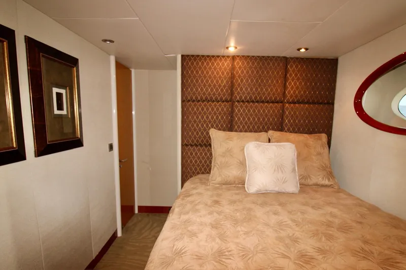 Slide: The Image of Luxurious bedroom interior of 2007 Lazzara 74 Motoryacht with elegant decor and lighting. - 55