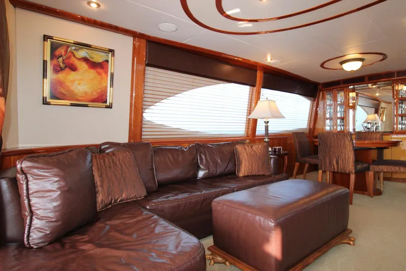 Slide: The Image of Luxurious interior of 2007 Lazzara 74 Motoryacht with leather seating and elegant decor. - 8