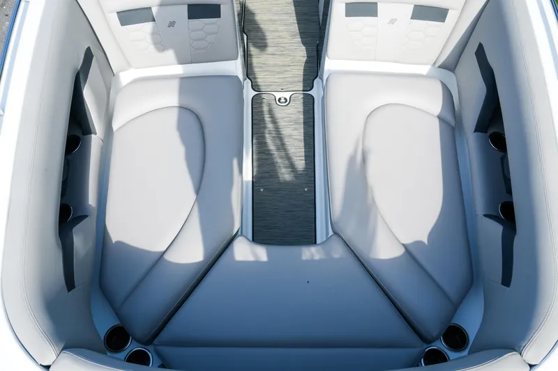 Slide: The Image of 2027 Four Winns HD8 OB boat interior with sleek seating and modern design. - 25