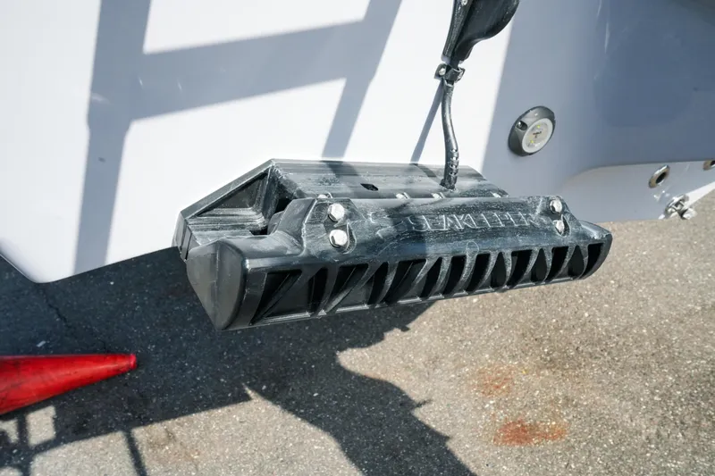 Slide: The Image of Transom-mounted accessory on a 2027 Key West 249 FS boat, featuring a black plastic component. - 15