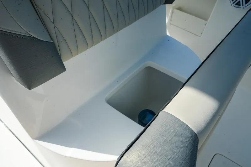 Slide: The Image of Interior seating and storage of 2027 Key West 249 FS boat, featuring sleek design. - 37