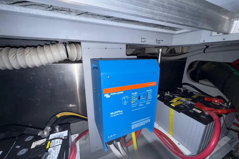 Slide: The Image of Electrical system in 2000 Mainship 390 Trawler engine room with Victron Energy MultiPlus inverter. - 84