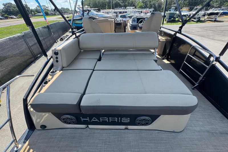 Slide: The Image of 2021 Harris Solstice 230 boat with spacious seating and modern design. - 35