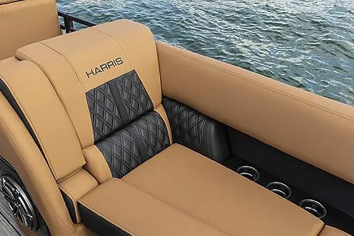 Slide: The Image of Manufacturer Provided Image: Luxurious seating on 2021 Harris Solstice 230 boat with diamond-stitched upholstery. - 11
