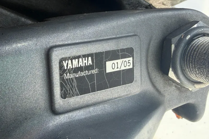 Slide: The Image of Close-up of Yamaha manufacturing label on Pro Sports 2550 BW, 2006 model. - 77