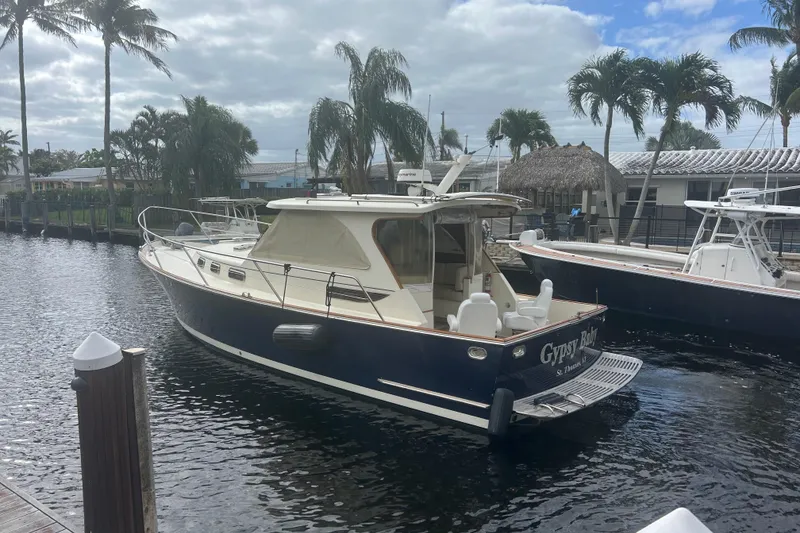 The Image of 2007 Legacy EXPRESS CRUISER docked near palm trees and waterfront homes. - 0