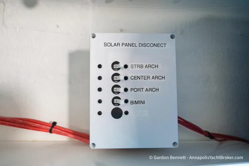 Slide: The Image of Solar panel disconnect box on 2015 Jeanneau Sun Odyssey 439 yacht. - 70