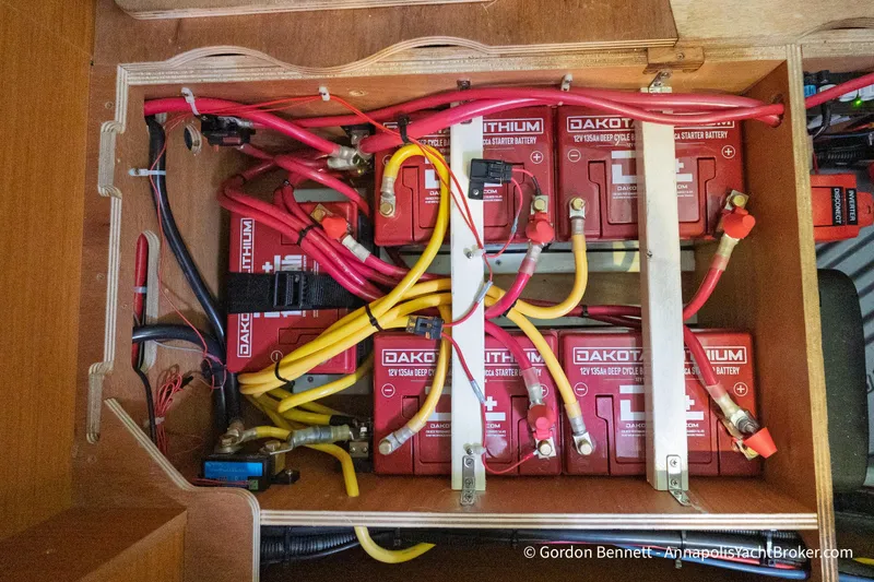Slide: The Image of Battery compartment of a 2015 Jeanneau Sun Odyssey 439 with Dakota Lithium batteries. - 72
