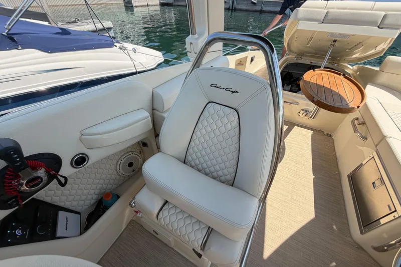 Slide: The Image of 2023 Chris-Craft Launch 28 GT interior with luxurious seating and elegant design details. - 23