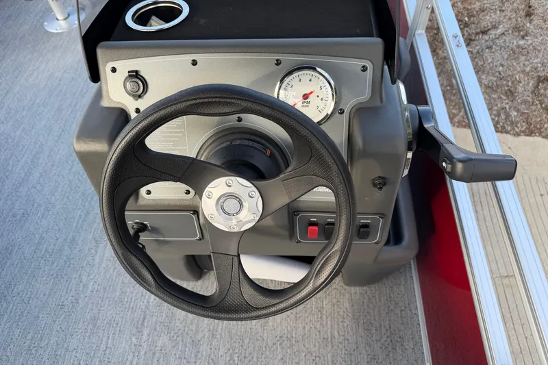 Slide: The Image of Steering console of 2026 Sun Tracker Bass Buggy 18 DLX pontoon boat. - 8