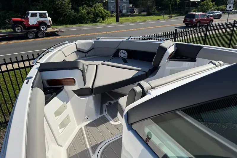 Slide: The Image of 2027 Monterey Elite 30 OB boat interior with luxurious seating and modern design. - 3