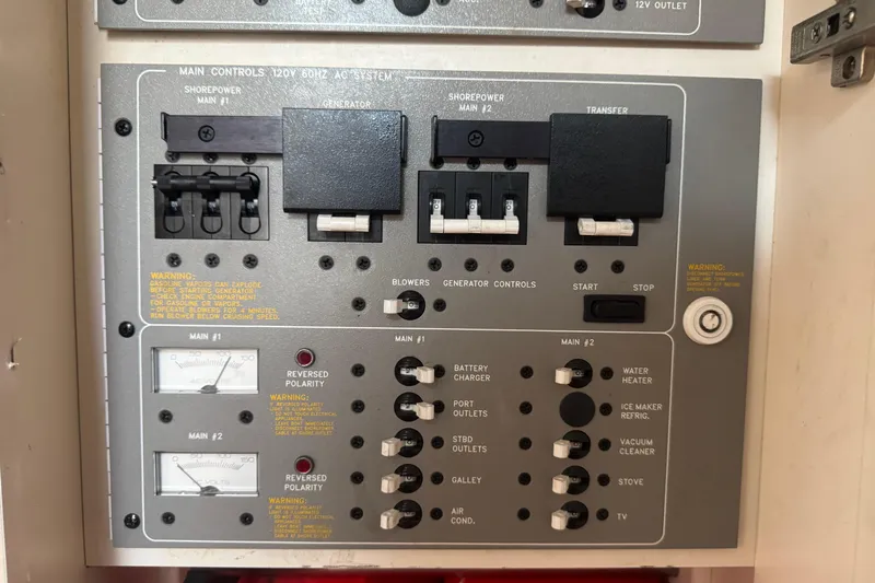 Slide: The Image of Electrical control panel of a 2003 Formula 37 Performance Cruiser boat. - 51