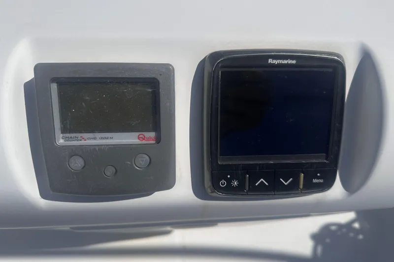 Slide: The Image of Control panel on a 2014 Jeanneau Sun Odyssey 509 sailboat, featuring Raymarine and Quick displays. - 5