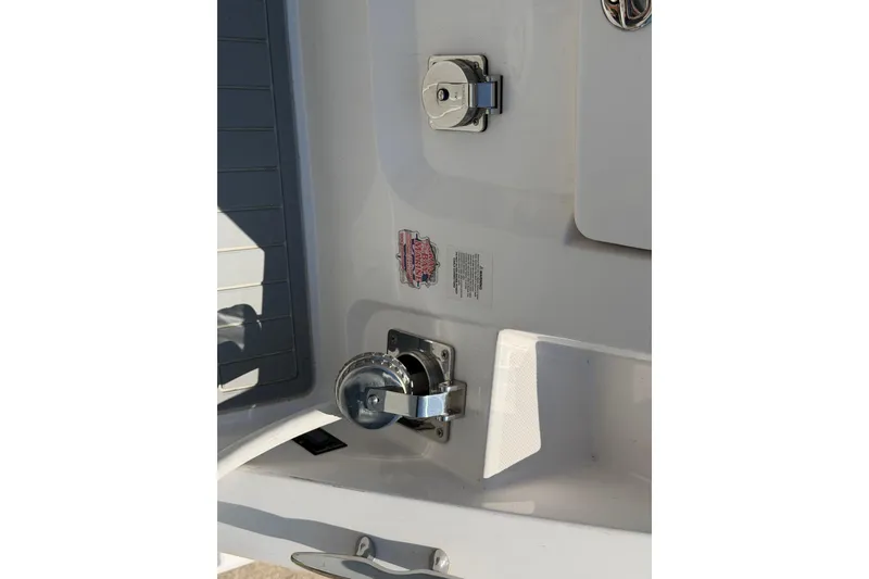 Slide: The Image of Close-up of 2020 Regal 38 Grande Coupe boat fittings and fixtures. - 5