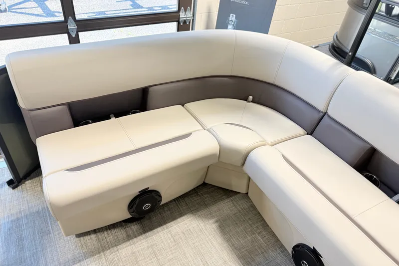 Slide: The Image of Luxurious seating in the 2026 Bentley Pontoons LE 160 CR, featuring elegant design and comfort. - 8