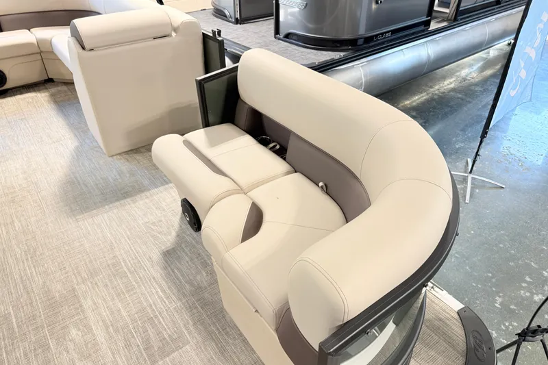 Slide: The Image of Luxurious seating on 2026 Bentley Pontoons LE 160 CR, showcasing elegant design and comfort. - 11