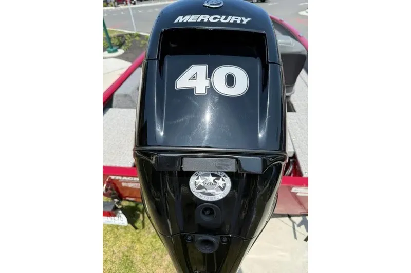 Slide: The Image of Mercury 40 horsepower outboard motor on 2021 Tracker Super Guide V-16 T boat. - 6