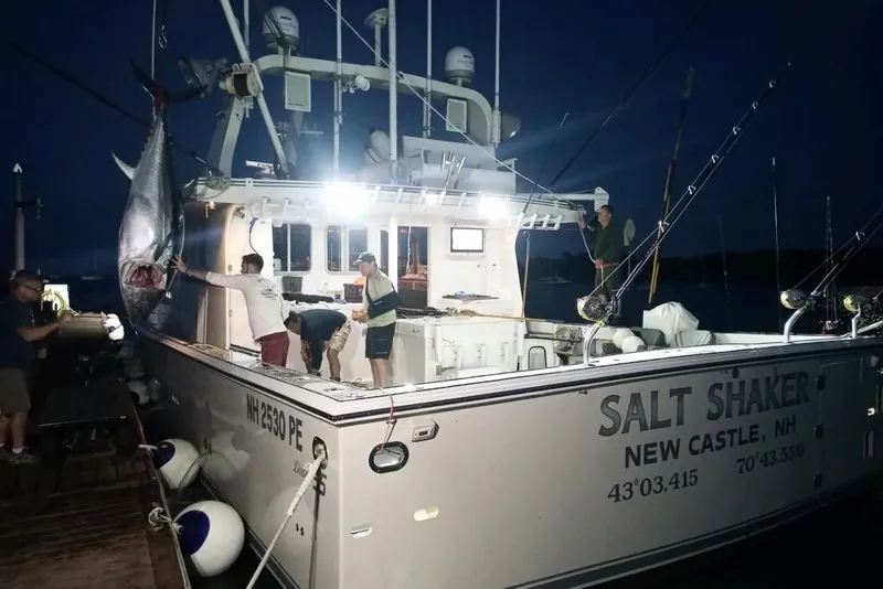 Slide: The Image of Fishing boat "Salt Shaker" with large catch at night, Dixon 55 model, 2018. - 6