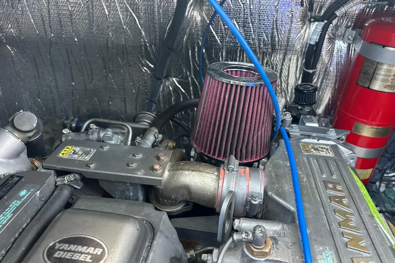 Slide: The Image of Engine compartment of a 2006 Cruisers Yachts 370 Express with Yanmar diesel engine. - 47
