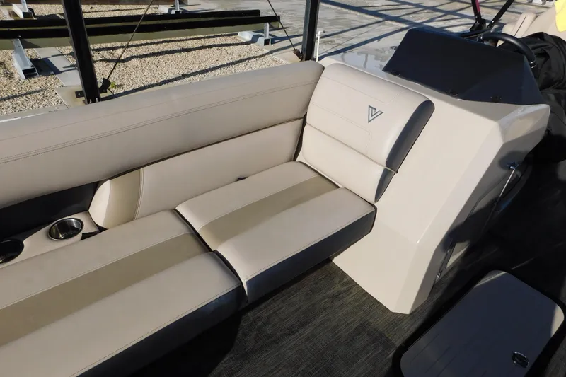 Slide: The Image of Luxurious seating on 2023 Viaggio Diamante U 26 boat with cup holders and sleek design. - 29