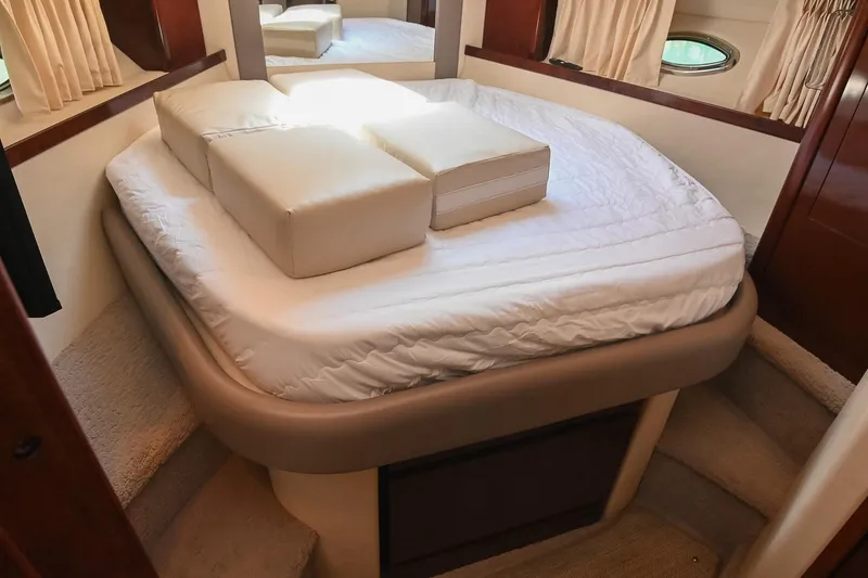 Slide: The Image of Luxurious cabin interior of 2008 Sea Ray 38 Sundancer yacht with cozy bed. - 52