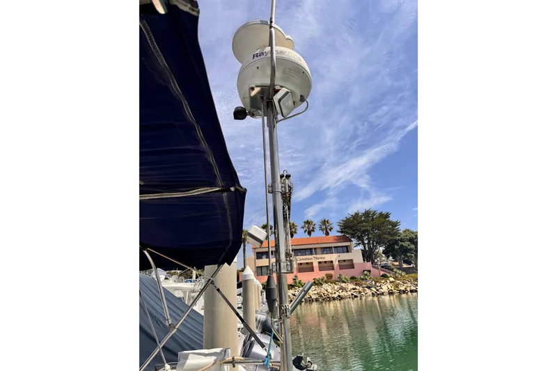Slide: The Image of Sailboat mast with radar, Catalina 34 MkII, 2006, docked at marina. - 7