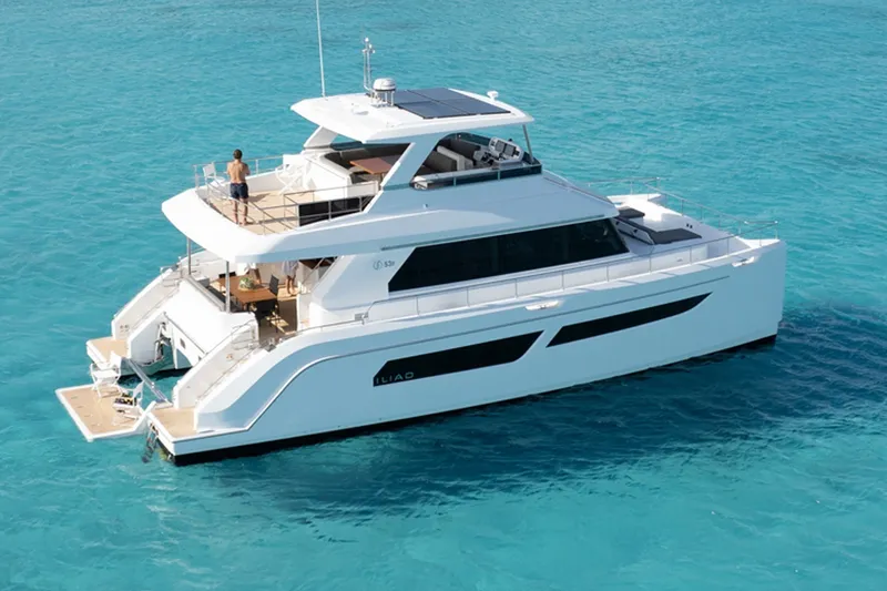 The Image of Luxury ILIAD 53F yacht cruising in clear blue waters, 2027 model. - 1