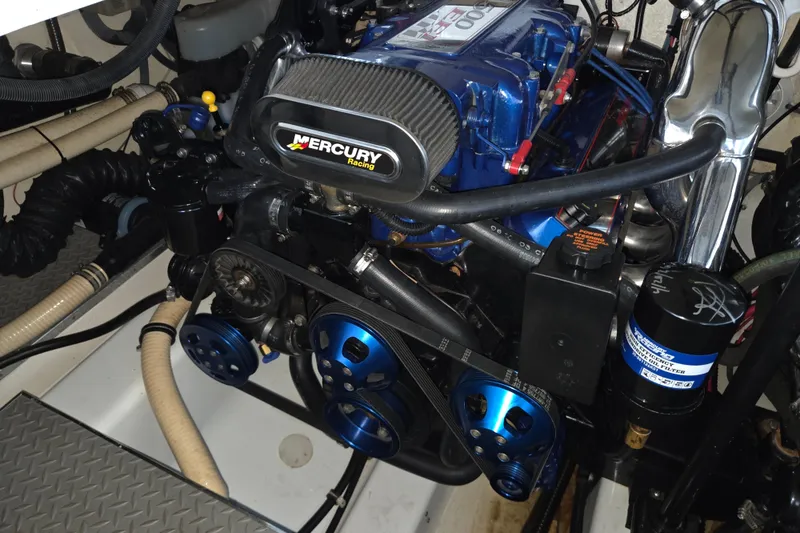 Slide: The Image of Engine compartment of a 2004 Formula 370 Super Sport with Mercury Racing components. - 16
