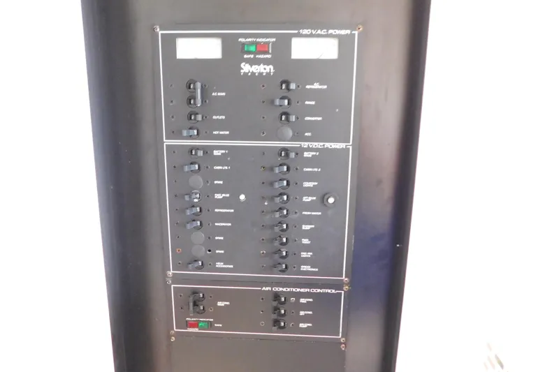 Slide: The Image of Electrical control panel on a 1993 Silverton 34 Express boat. - 40