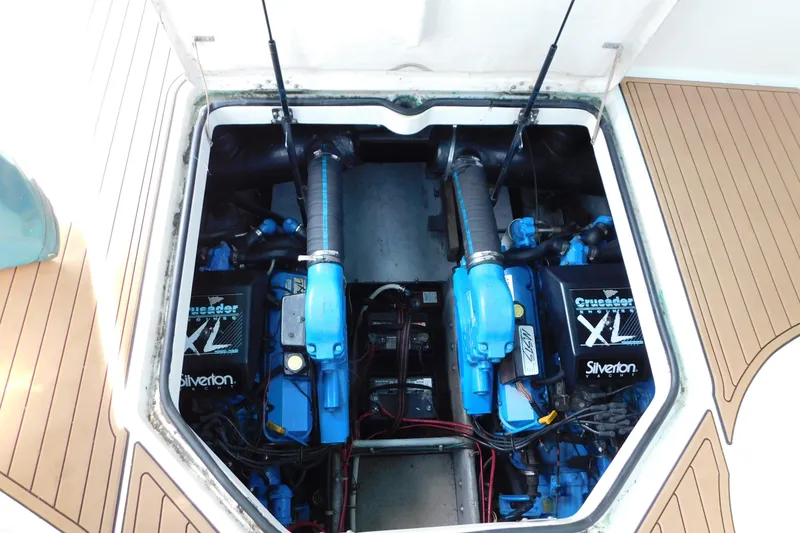Slide: The Image of Engine compartment of a 1993 Silverton 34 Express with Crusader XL engines. - 74