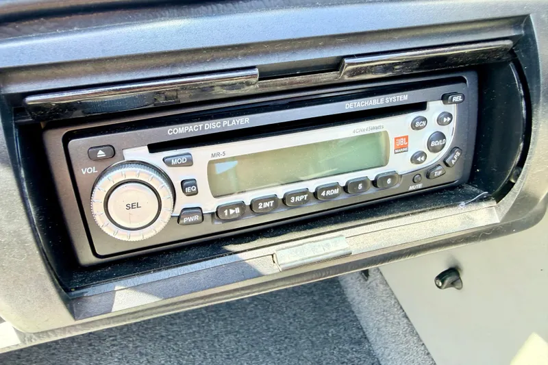 Slide: The Image of 2005 Alumacraft Tournament Sport 175 boat stereo system with JBL marine CD player. - 49