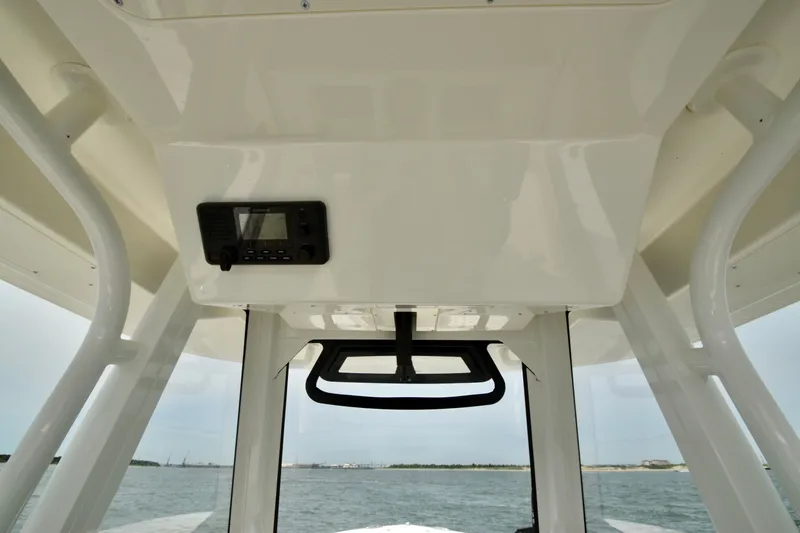 Slide: The Image of View from inside a Regulator 28 Forward Seating boat looking out to the water. - 33