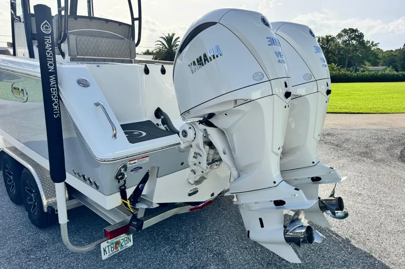 Slide: The Image of 2025 Sea Hunt Gamefish 28 Coffin Box with dual Yamaha outboard engines. - 11