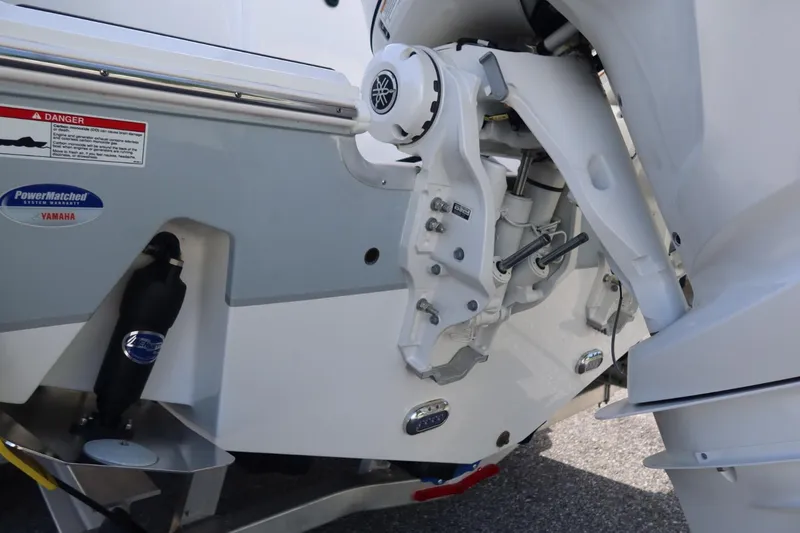 Slide: The Image of 2025 Sea Hunt Gamefish 28 Coffin Box boat engine detail with Yamaha components. - 12