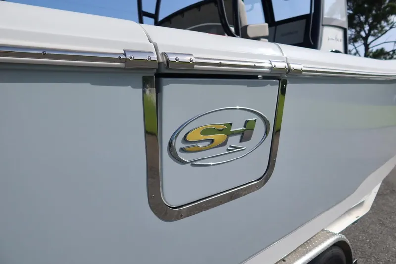 Slide: The Image of 2025 Sea Hunt Gamefish 28 Coffin Box boat with SH logo detail. - 8
