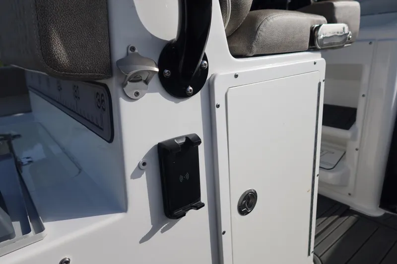 Slide: The Image of 2025 Sea Hunt Gamefish 28 Coffin Box interior detail with seating and storage features. - 35