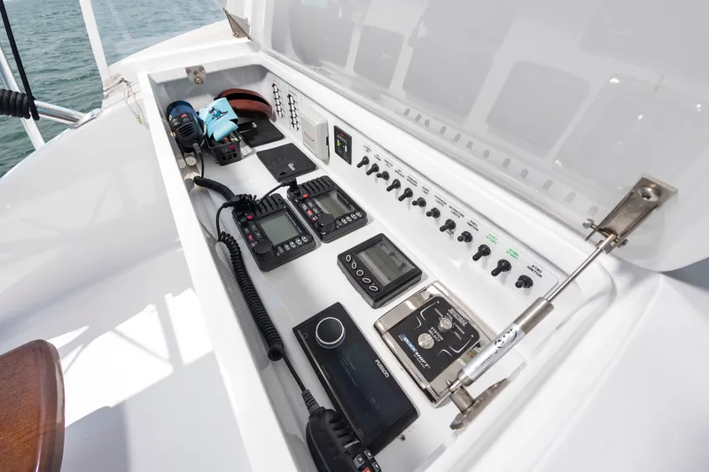 Slide: The Image of The image shows the control panel of a 2022 Scarborough 63 with various instruments and controls. - 31