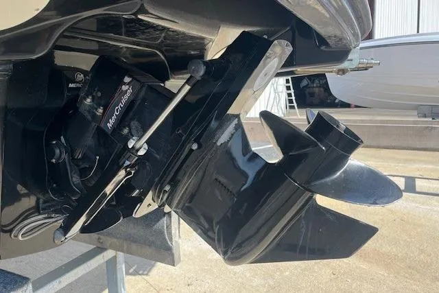 Slide: The Image of 2016 Bayliner VR5 Bowrider I/O MerCruiser engine close-up, showcasing propeller and drive system. - 18