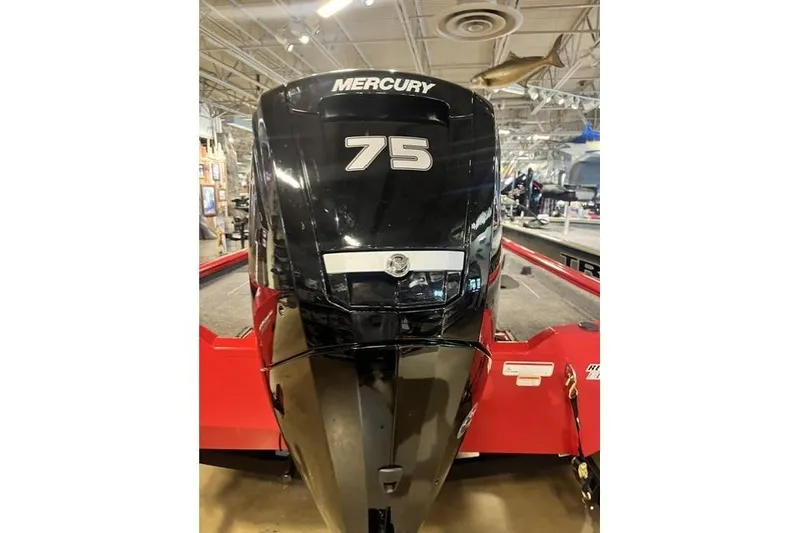 Slide: The Image of 2026 Tracker Pro Crappie 175 with Mercury 75 engine in showroom. - 5