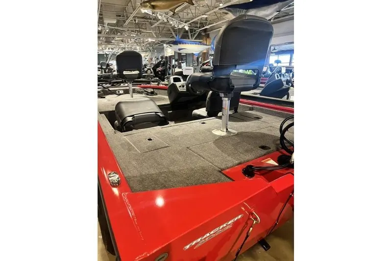 Slide: The Image of 2026 Tracker Pro Crappie 175 boat interior with seating and fishing deck. - 7