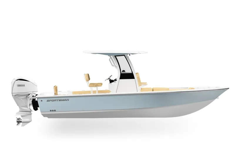 The Image of 2027 Sportsman Masters 247OE Bay Boat with Yamaha engine, sleek design, side view. - 0
