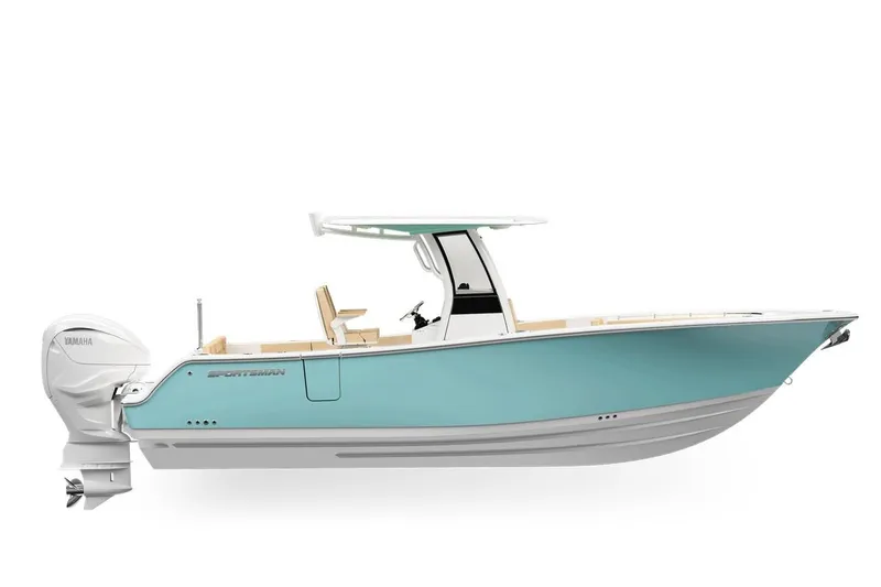 The Image of 2027 Sportsman Heritage 261 Center Console boat, sleek design, light blue hull, Yamaha engine. - 0