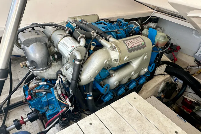 Slide: The Image of Engine compartment of a 2012 Tiara Yachts 3100 Coronet, featuring a clean emission system. - 30