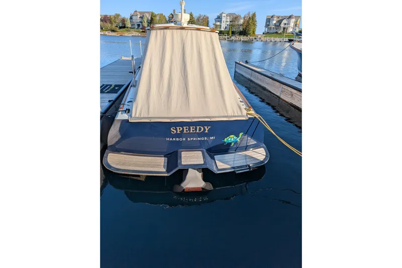 Slide: The Image of 2003 Hinckley Picnic Boat 36 EP docked in Harbor Springs, Michigan. - 14