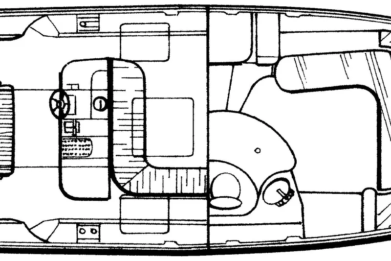 Slide: The Image of Blueprint of 2003 Intrepid 348 Walkaround boat layout, showcasing interior design and features. - 7