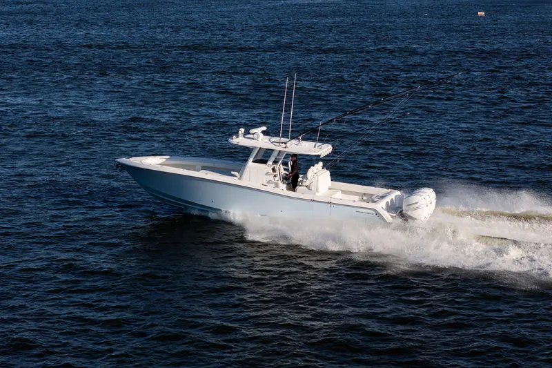 Slide: The Image of 2022 Invincible 39 Open Fisherman boat cruising on open water. - 7