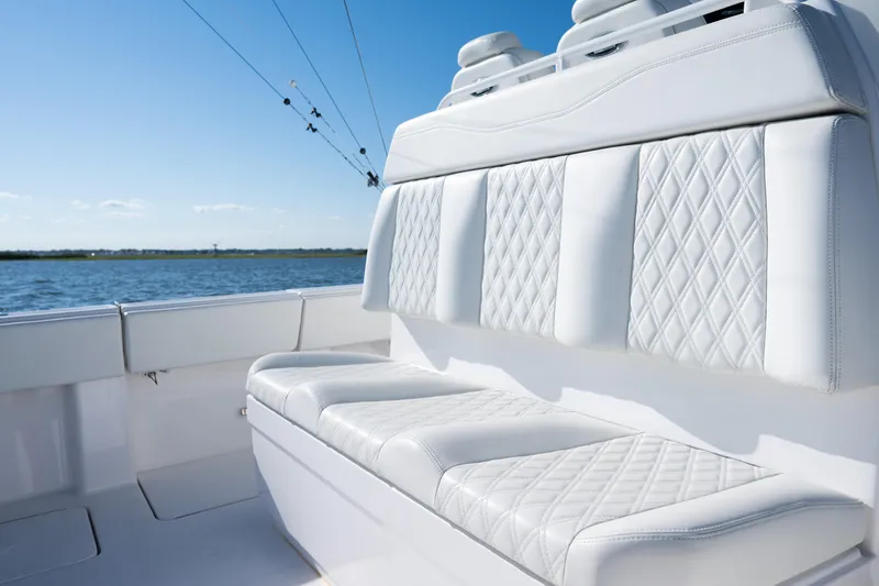 Slide: The Image of Luxurious seating on 2022 Invincible 39 Open Fisherman boat with ocean view. - 27