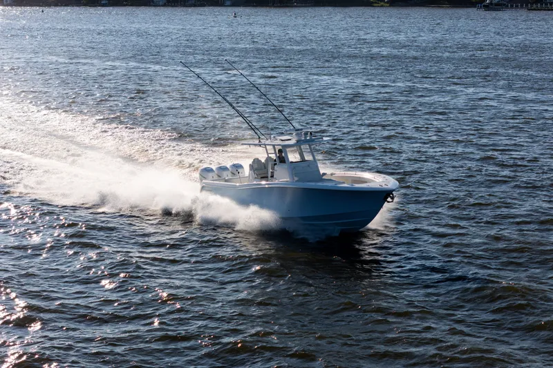 Slide: The Image of 2022 Invincible 39 Open Fisherman boat cruising on open water. - 5